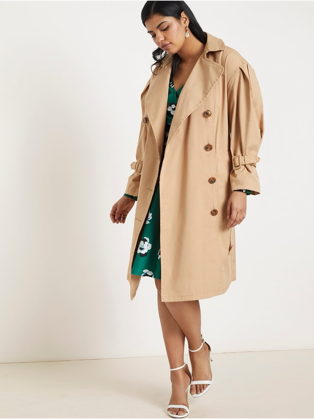 Eloquii Tan Double-Breasted Trench Coat